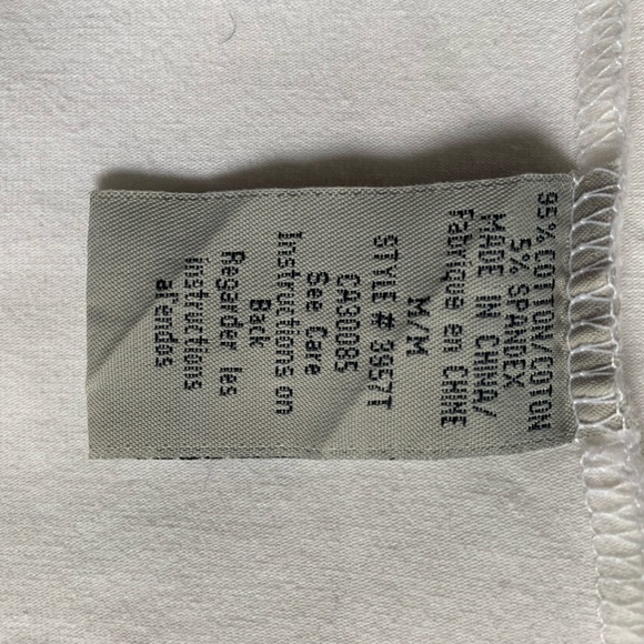 Medium White tank top,adjustable straps, navy & light blue trim, cotton/spandex - Picture 7 of 8